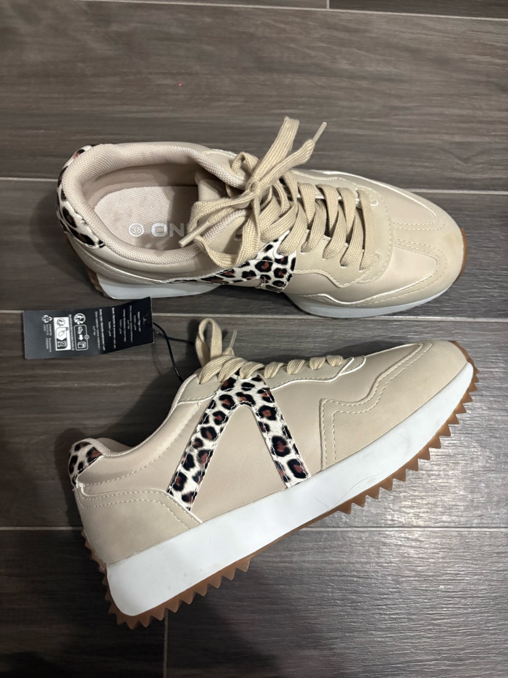 NWT ONLY Tan/Leopard Sneakers
